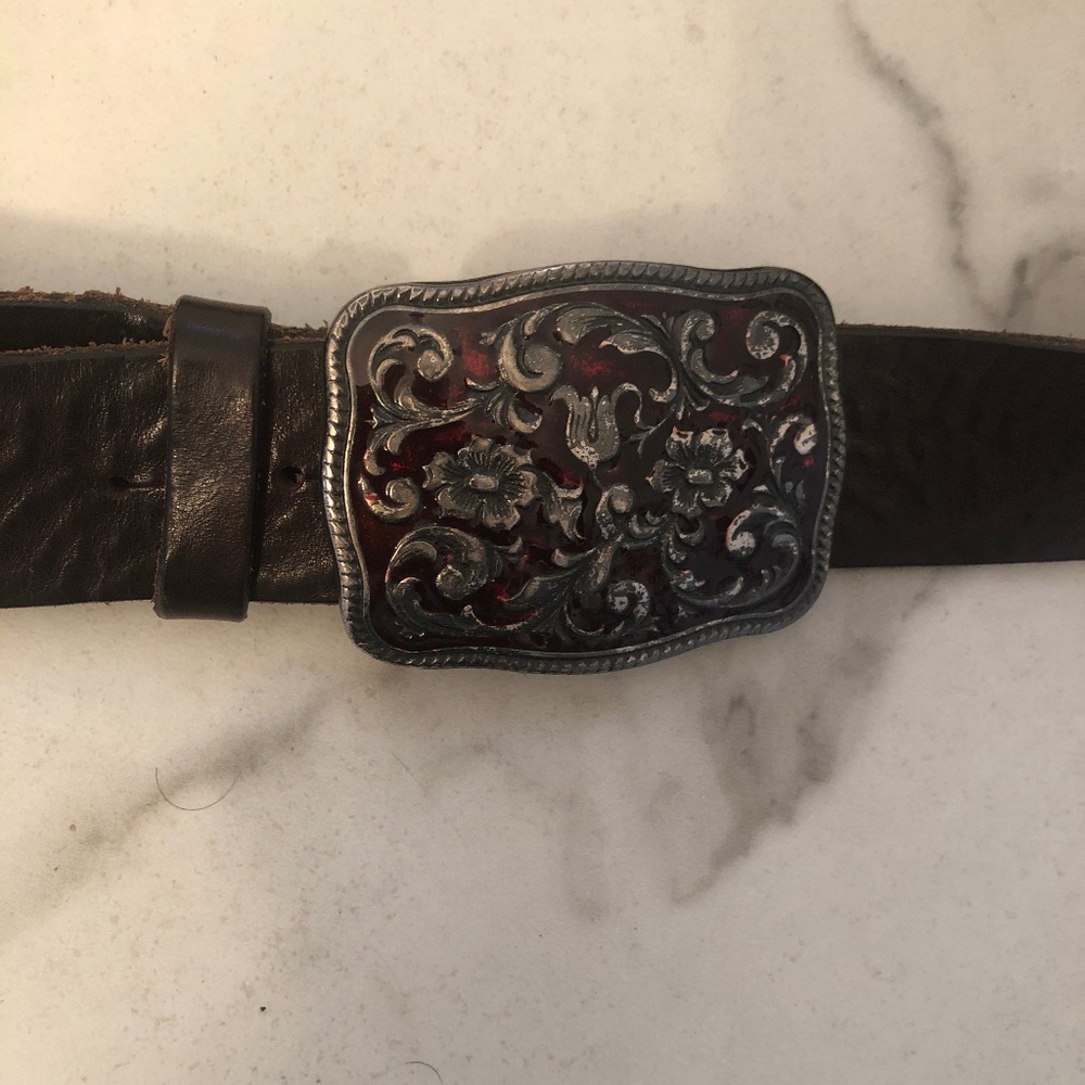Cloisonné Buckled All Leather Vintage Westeen Belt
